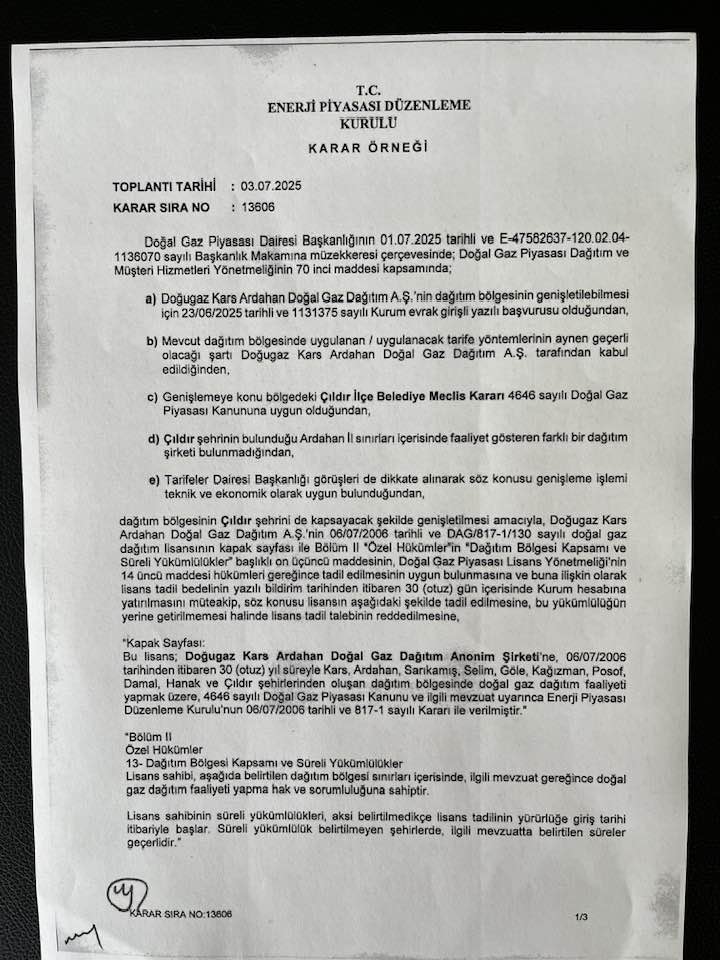 Enerji Piyasası Düzenleme Kurulu DOĞALGAZ kararımızı yayınladı
